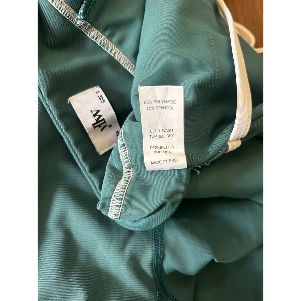 YLLW Teal Blue Active Romper Womens Size S Biker Bodysuit Piping - Picture 15 of 16